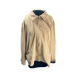 Lands End Beige Brown Corduroy Full-Zip Jacket With Collar & Pockets XL